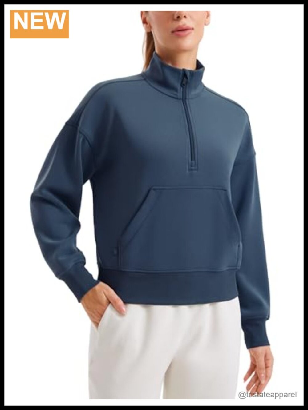 Half Zip SoftAura Sweatshirt Relaxed Fit Pullover Funnel Neck